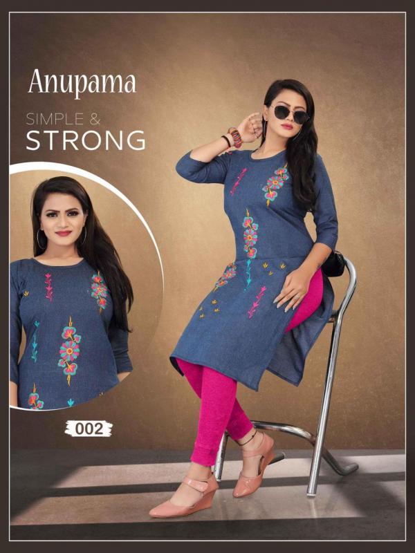 Aagya Anupama Fancy Cotton Embroidery Silk Kurti